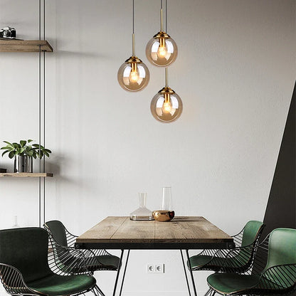 Nordic Tinted Glass Globe Pendant Light