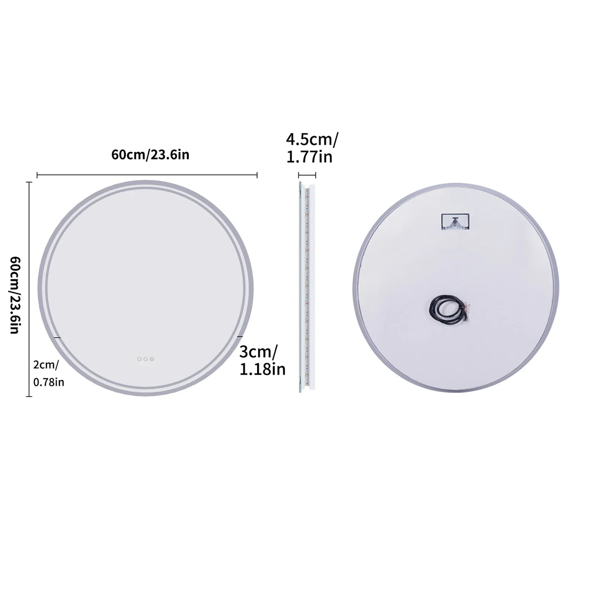 LuvoRound Anti-Fog LED Bathroom Mirror