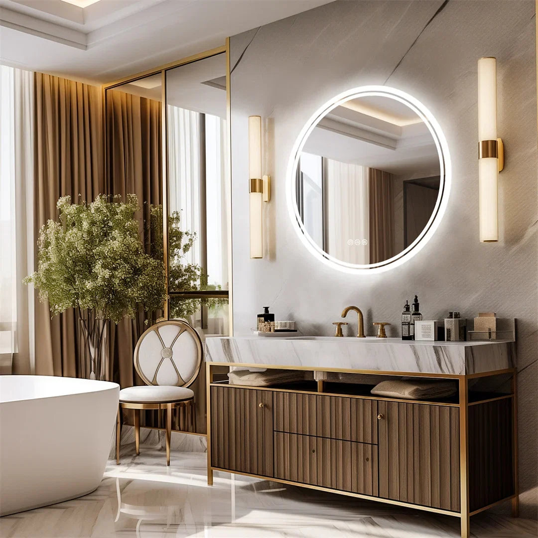 LuvoRound Anti-Fog LED Bathroom Mirror