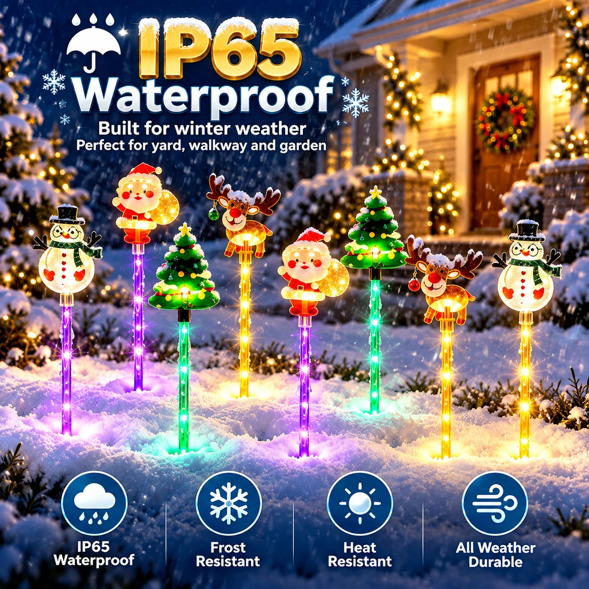 IP65 weatherproof solar Christmas stake lights