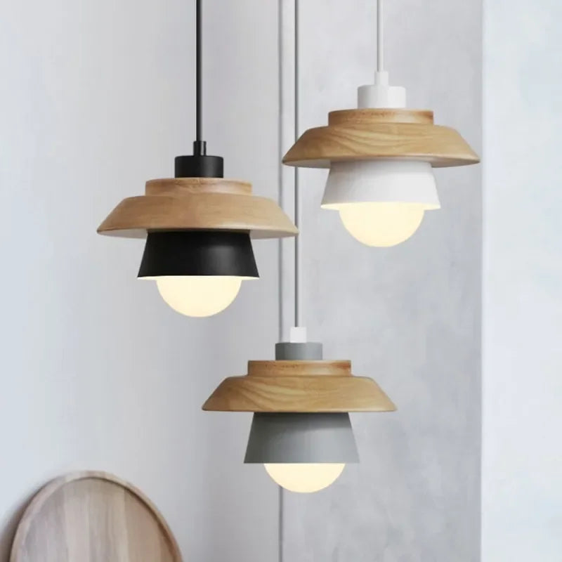 Nordic Wood & Macaron Pendant Light
