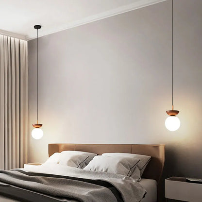 Nordic Glass Ball & Wood Ceiling Light
