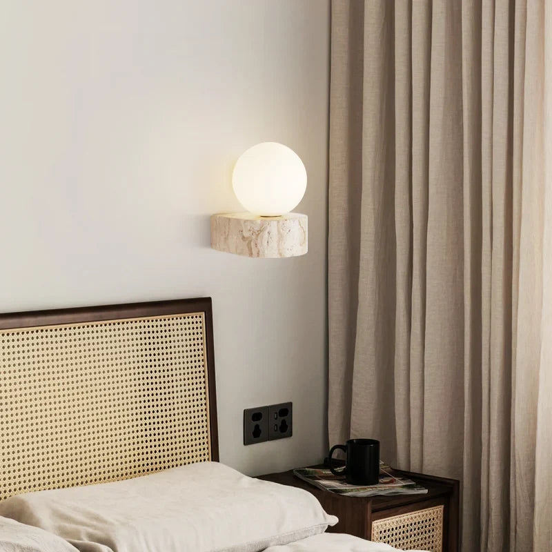 Travertine Japanese-Style LED Wall Sconce