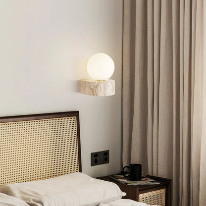 Travertine Japanese-Style LED Wall Sconce