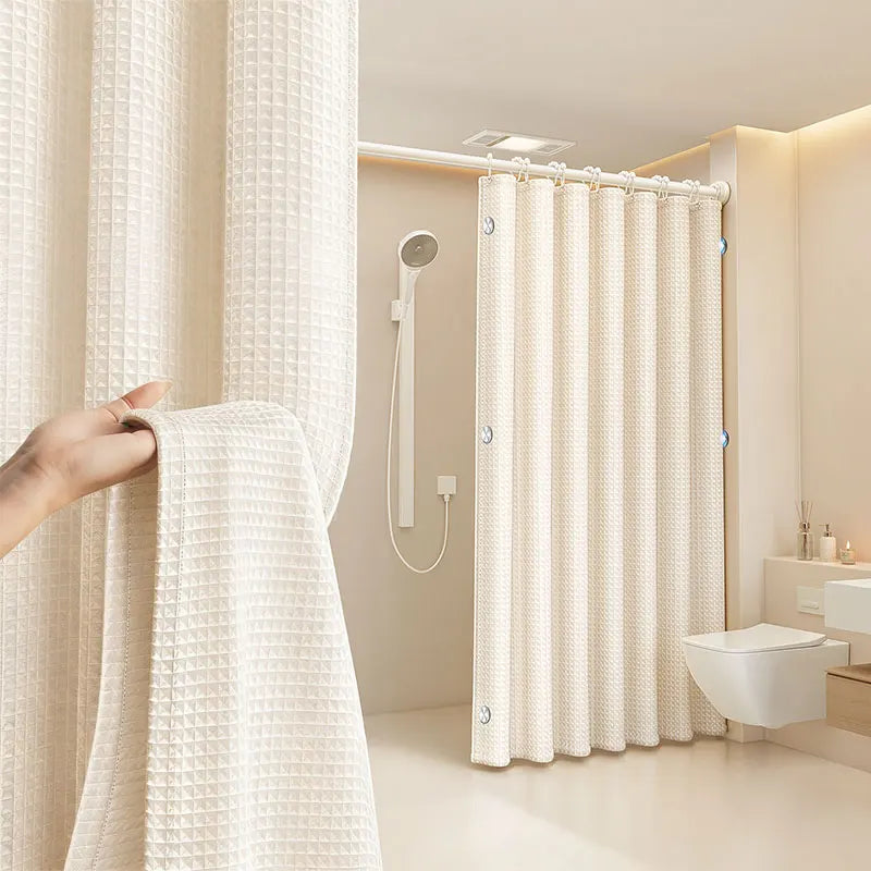 Waffle Weave Fabric Shower Curtain