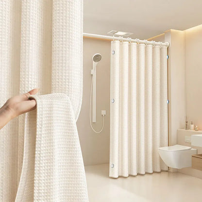 Waffle Weave Fabric Shower Curtain
