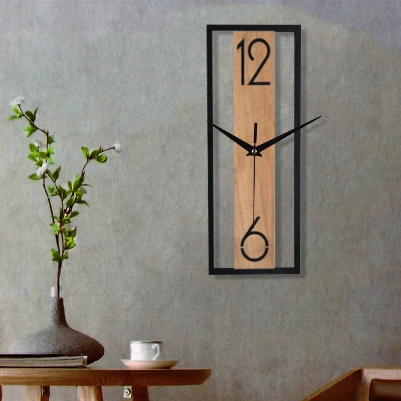 Modern Rectangular Wood Grain Wall Clock