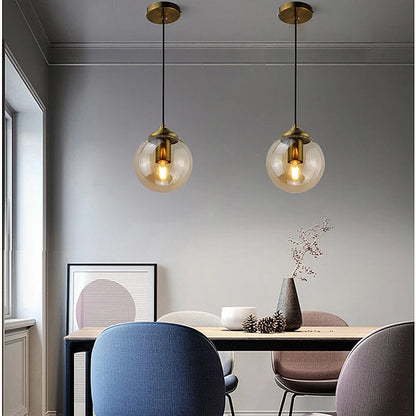 Nordic Tinted Glass Globe Pendant Light