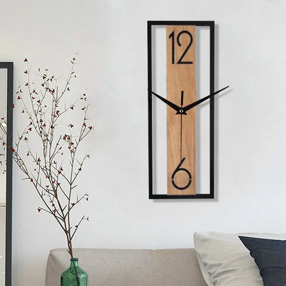 Modern Rectangular Wood Grain Wall Clock