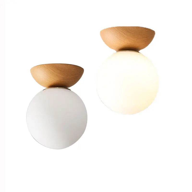 Nordic Glass Ball & Wood Ceiling Light