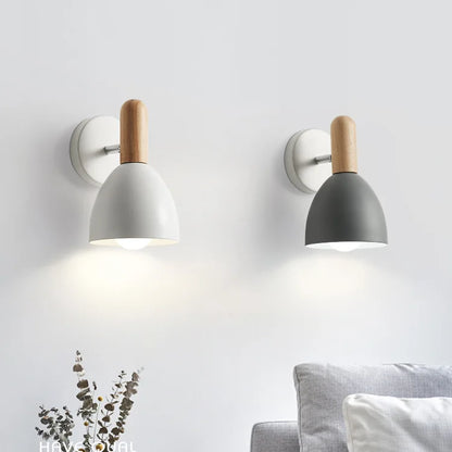Nordic Adjustable Wooden Bedside Wall Lamp