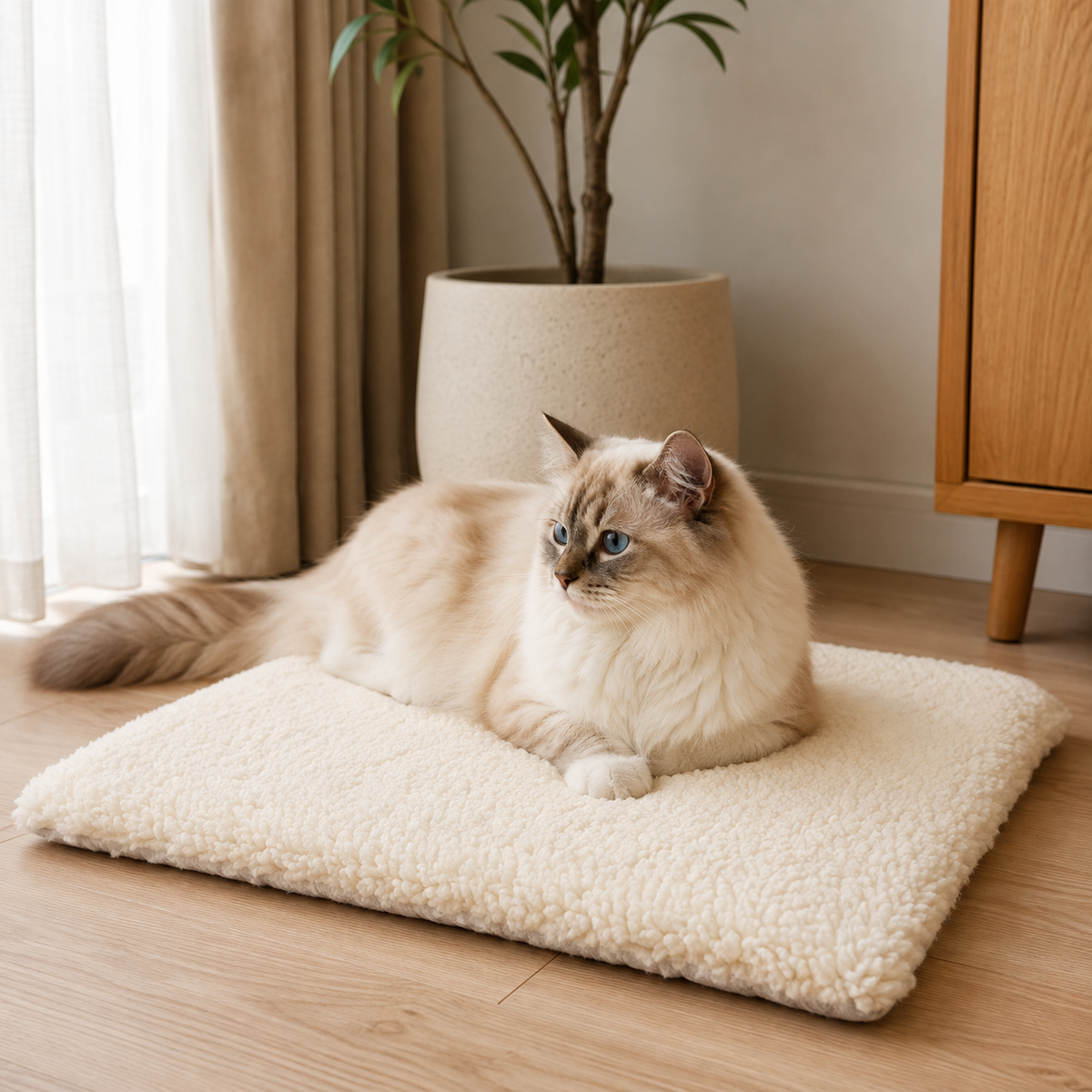 Cozy Crest Self-Heating Cat Pad - No-Plug Thermal Pet Mat for Cats & Small Dogs, Reflective Warming Bed Liner