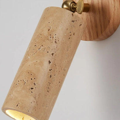 Huangdong Travertine & Wood Wall Lamp