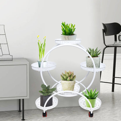 6-Tier Rolling Metal Plant Stand