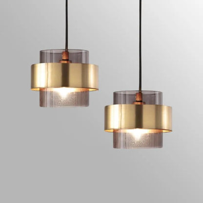 Nordic Brass Cylinder Glass Pendant Light