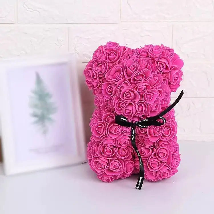 Hot Pink foam rose bear