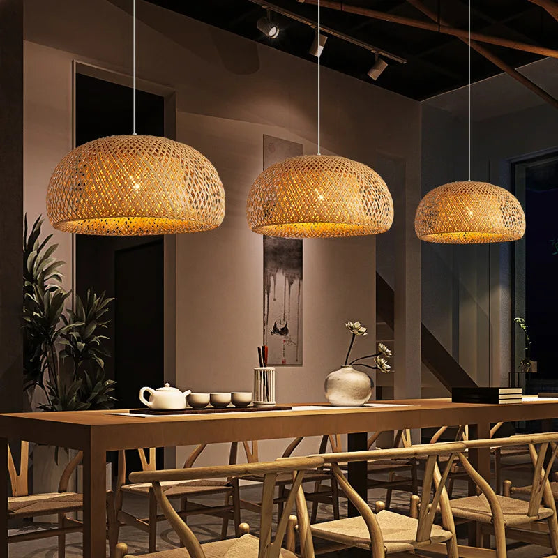 Handwoven Bamboo Rattan Pendant Lamp
