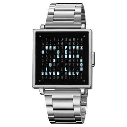 Silver digital watch with steel bracelet