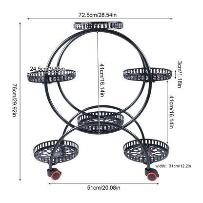 6-Tier Rolling Metal Plant Stand