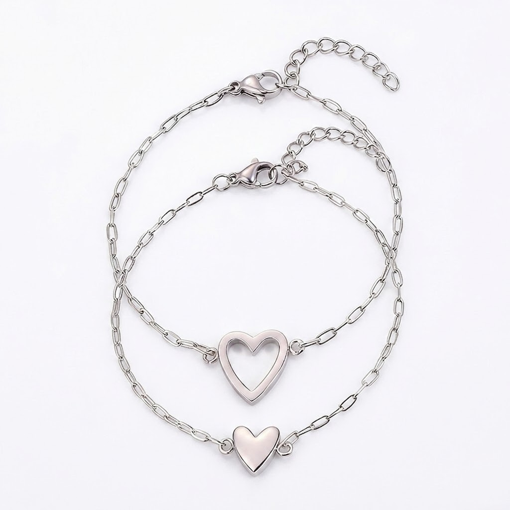Matching Heart Chain Bracelets