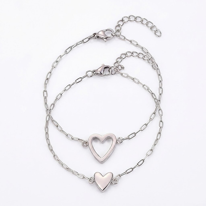 Matching Heart Chain Bracelets
