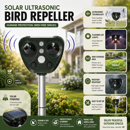 Solar Ultrasonic Garden Bird Deterrent