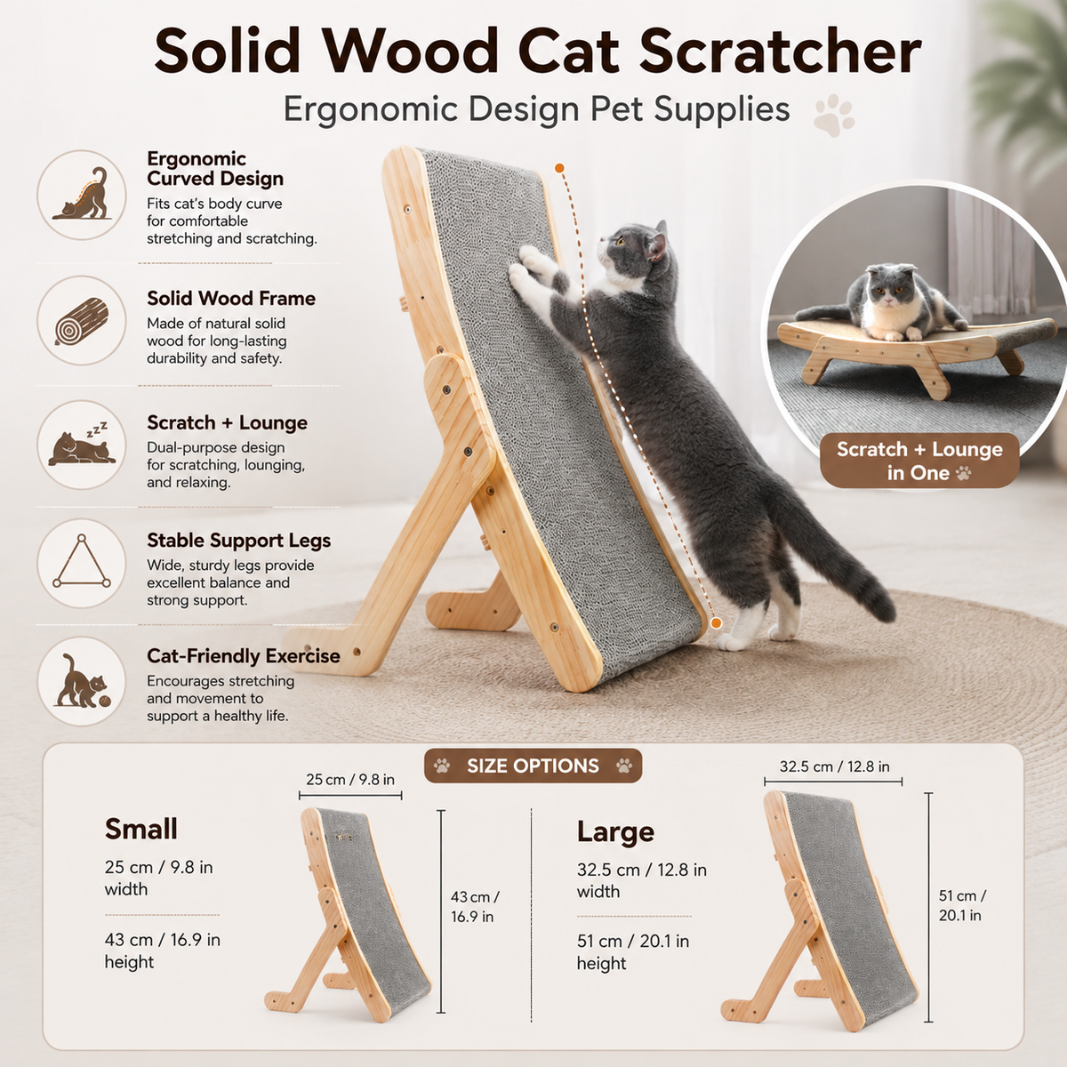 Solid Wood Cat Scratcher
