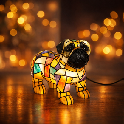 Resin Dog Figurine Accent Table Lamp