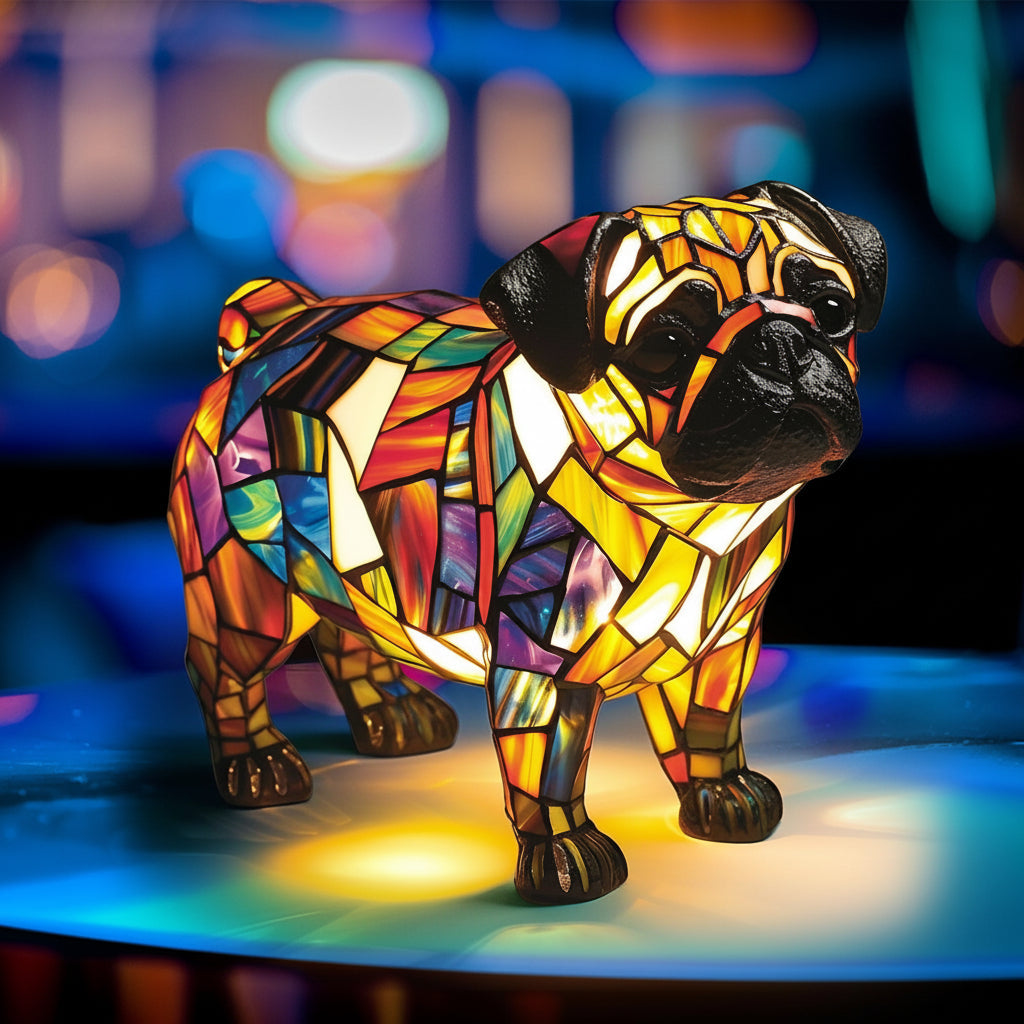 Resin Dog Figurine Accent Table Lamp