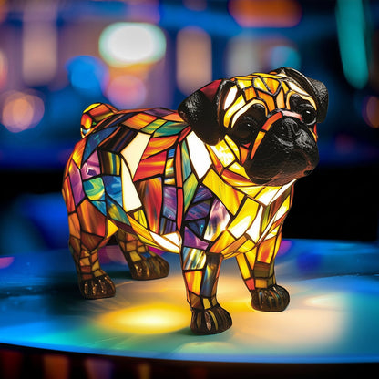 Resin Dog Figurine Accent Table Lamp