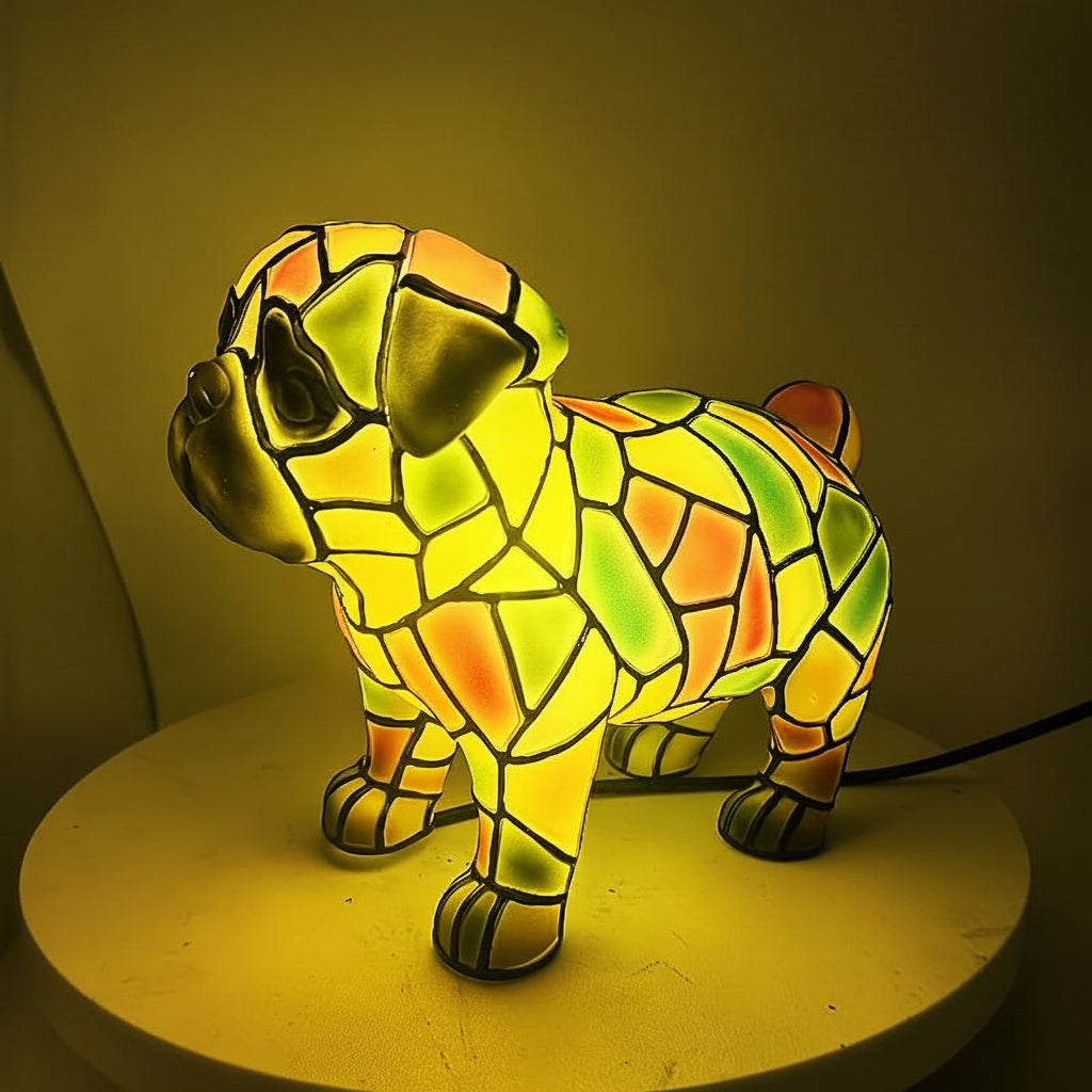 Resin Dog Figurine Accent Table Lamp