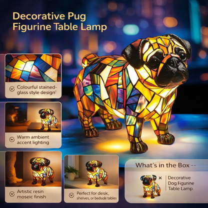 Resin Dog Figurine Accent Table Lamp