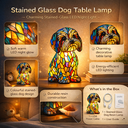 Stained Glass Dog LED Night Light