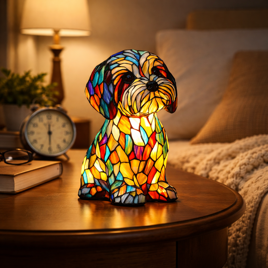Stained Glass Dog LED Night Light