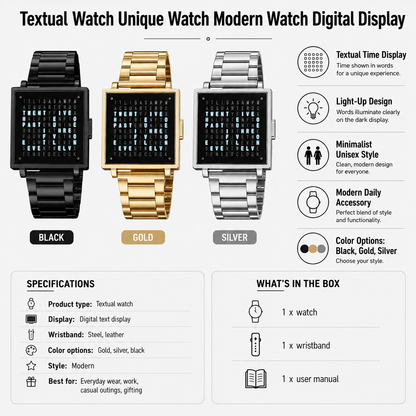Textual Digital Display Watch