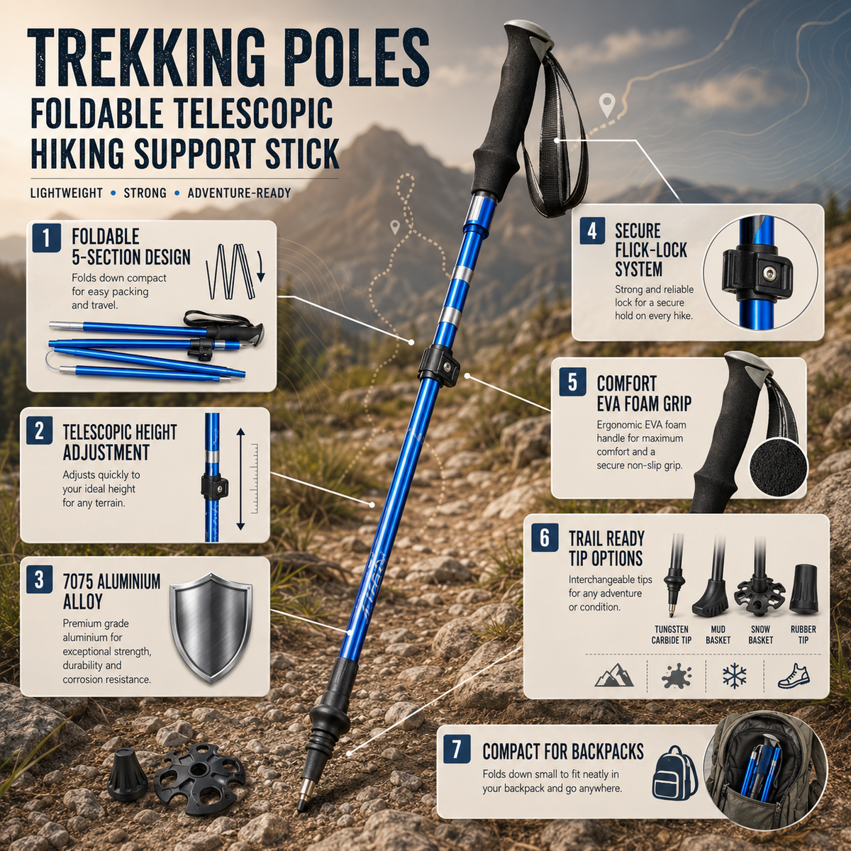 Foldable Telescopic Trekking Poles