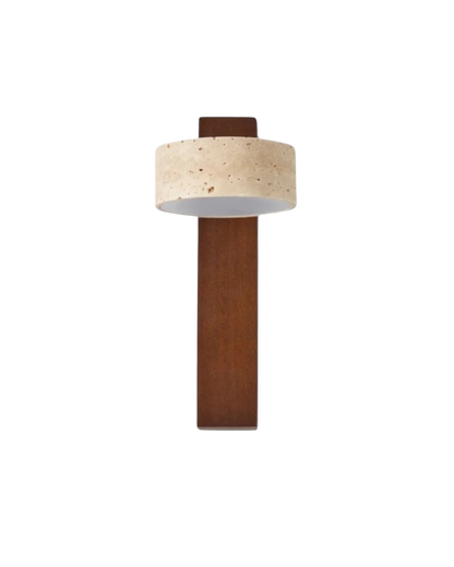 Travertine Stone & Wood Wall Lamp