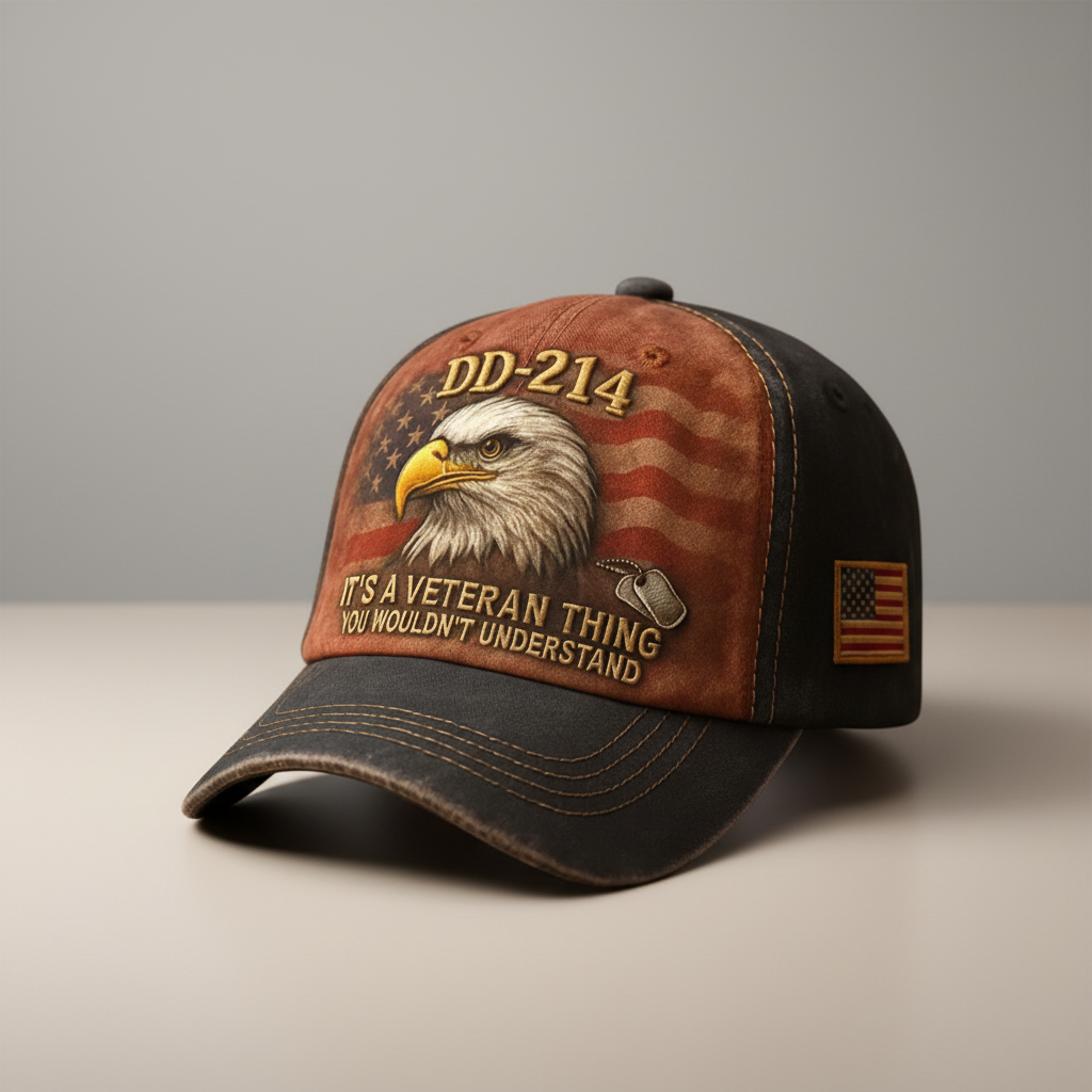 Embroidered Veteran Flag Cap