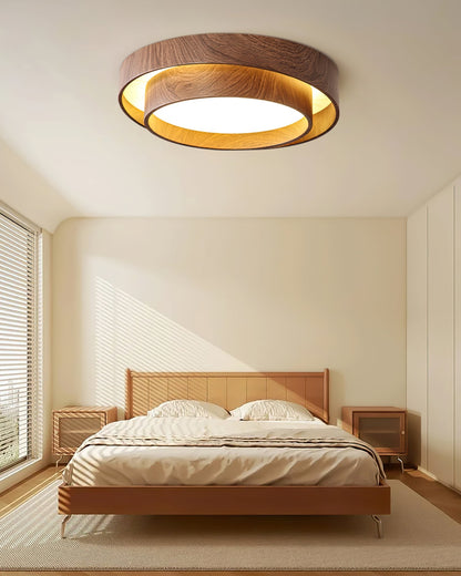 Vaako Walnut Finish LED Ceiling Lamp