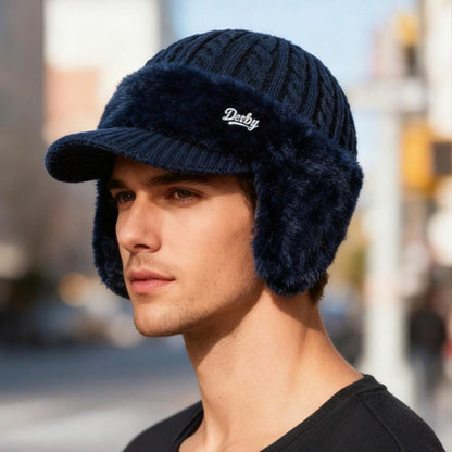 Cozy Crest Knit Trapper Hat with Ear Flaps - Warm Winter Hat with Ear & Neck Coverage, 7 Colors, Unisex Cold Weather
