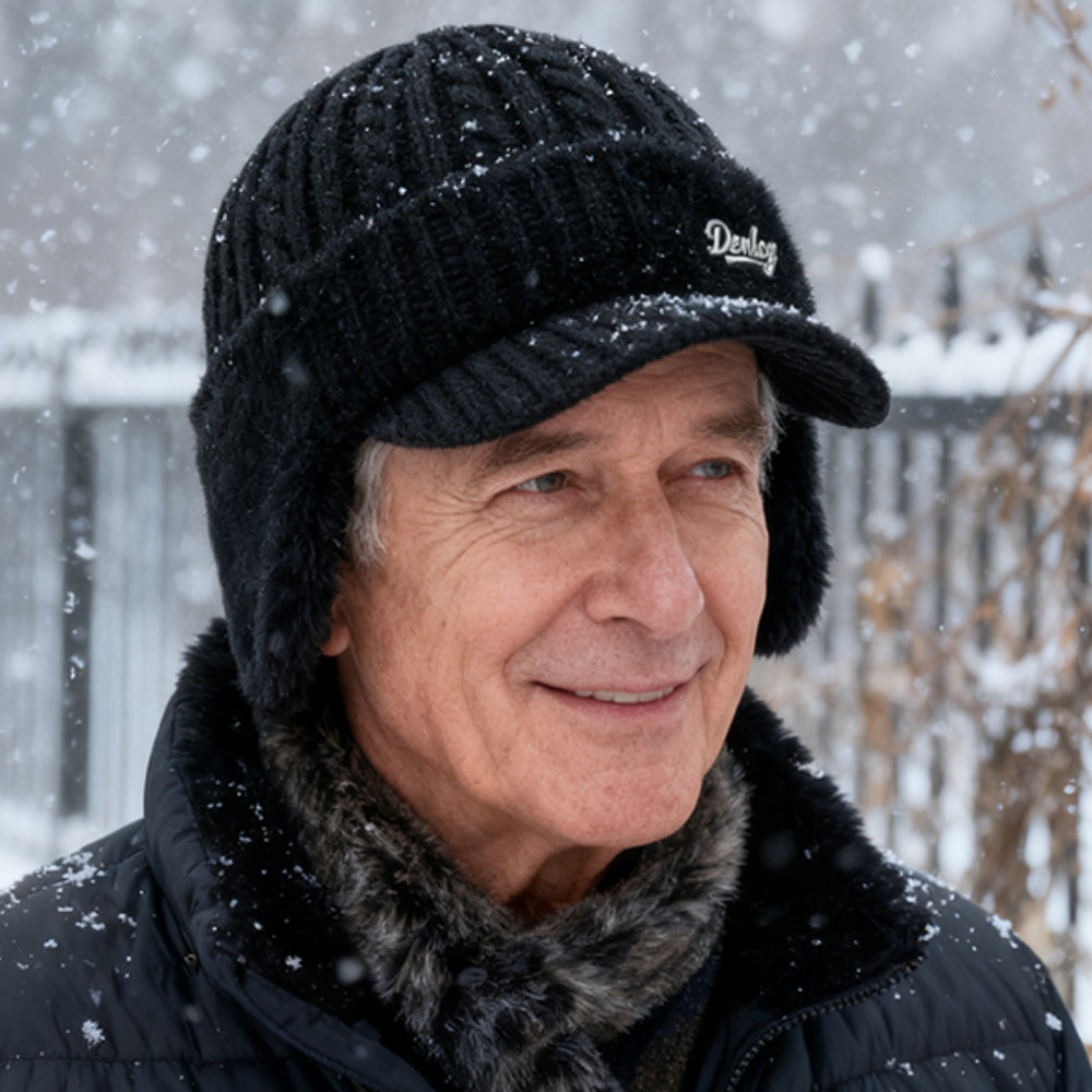 Cozy Crest Knit Trapper Hat with Ear Flaps - Warm Winter Hat with Ear & Neck Coverage, 7 Colors, Unisex Cold Weather