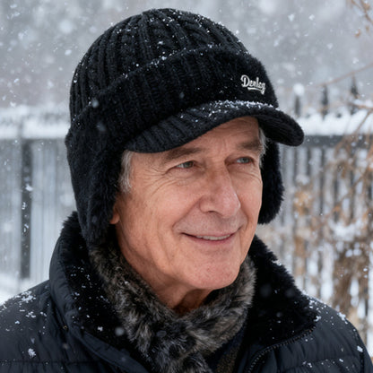 Cozy Crest Knit Trapper Hat with Ear Flaps - Warm Winter Hat with Ear & Neck Coverage, 7 Colors, Unisex Cold Weather
