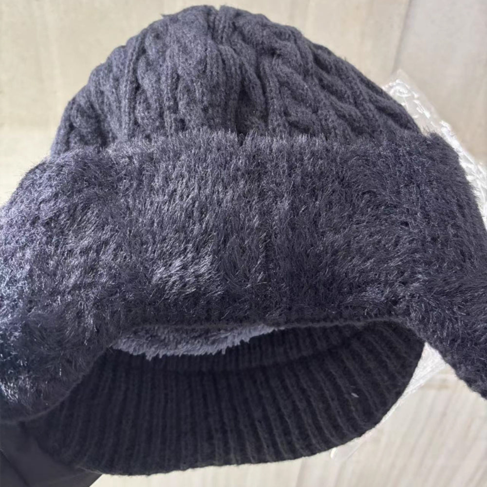 Cozy Crest Knit Trapper Hat with Ear Flaps - Warm Winter Hat with Ear & Neck Coverage, 7 Colors, Unisex Cold Weather