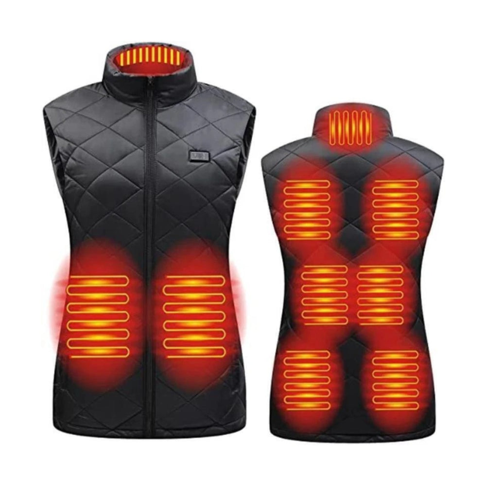 Cozy Crest Women's Electric Heated Winter Vest - Rechargeable Body Warmer, S to 2XL, Black & Blue, Cold Weather Layer
