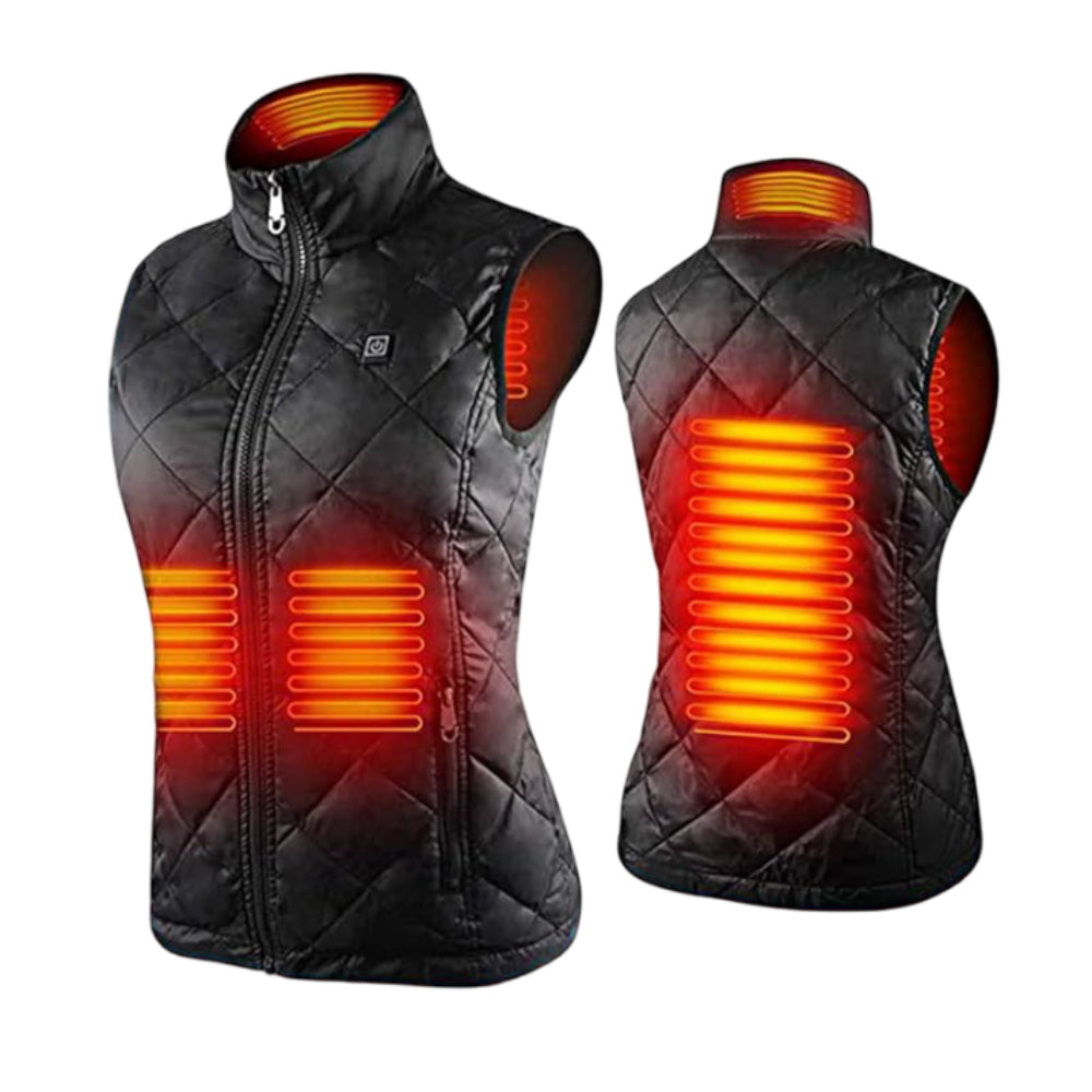 Cozy Crest Women's Electric Heated Winter Vest - Rechargeable Body Warmer, S to 2XL, Black & Blue, Cold Weather Layer