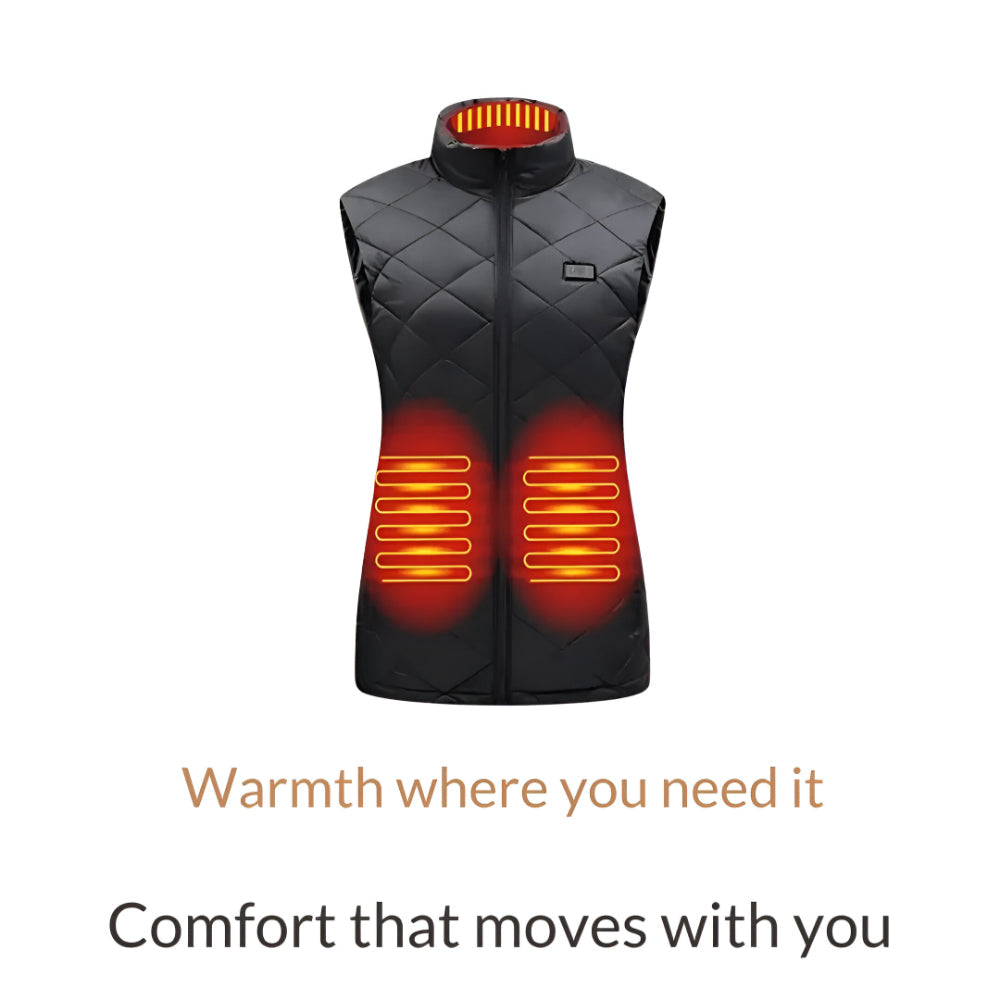 Cozy Crest Women's Electric Heated Winter Vest - Rechargeable Body Warmer, S to 2XL, Black & Blue, Cold Weather Layer