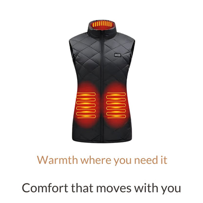 Cozy Crest Women's Electric Heated Winter Vest - Rechargeable Body Warmer, S to 2XL, Black & Blue, Cold Weather Layer