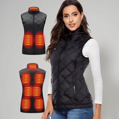 Cozy Crest Women's Electric Heated Winter Vest - Rechargeable Body Warmer, S to 2XL, Black & Blue, Cold Weather Layer