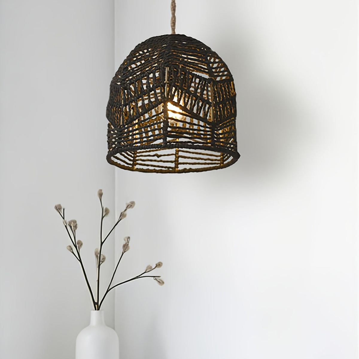 Handwoven Rope Farmhouse Pendant Shade