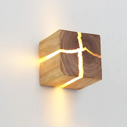 WoodAura Wood & Resin Cube Wall Light